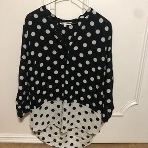 Cream and black long sleeve blouse, small